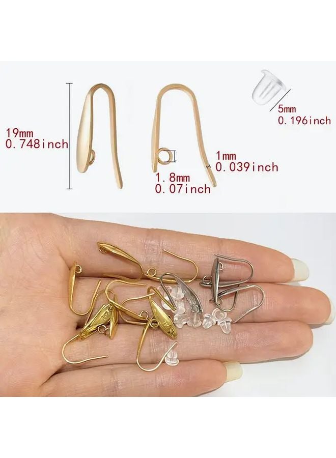 Stainless Steel Ear Hooks And Plastic Ear Plugs 10 Sets For Earring Making Accessories - Image 4